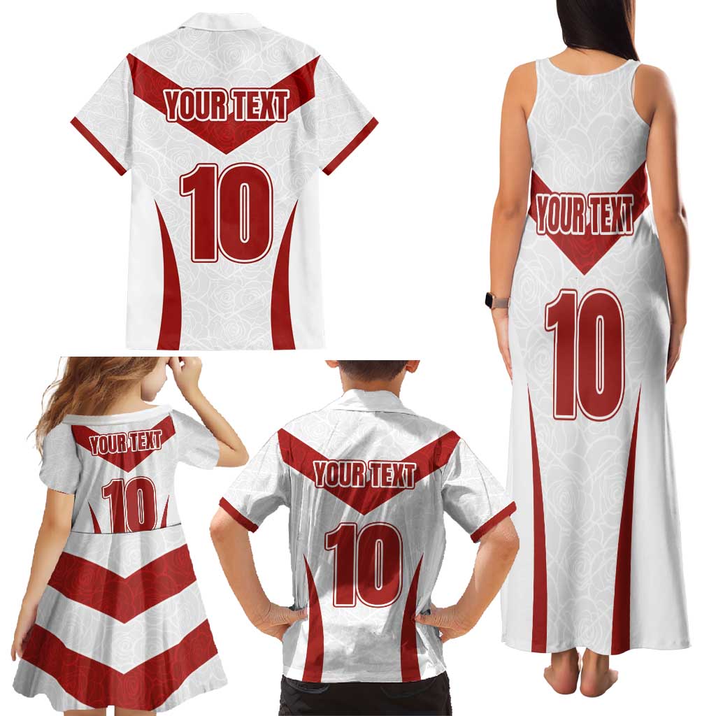 Custom England Rugby-The Red Rose Family Matching Tank Maxi Dress and Hawaiian Shirt Go Champions
