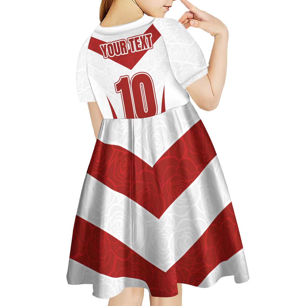 Custom England Rugby-The Red Rose Kid Short Sleeve Dress Go Champions