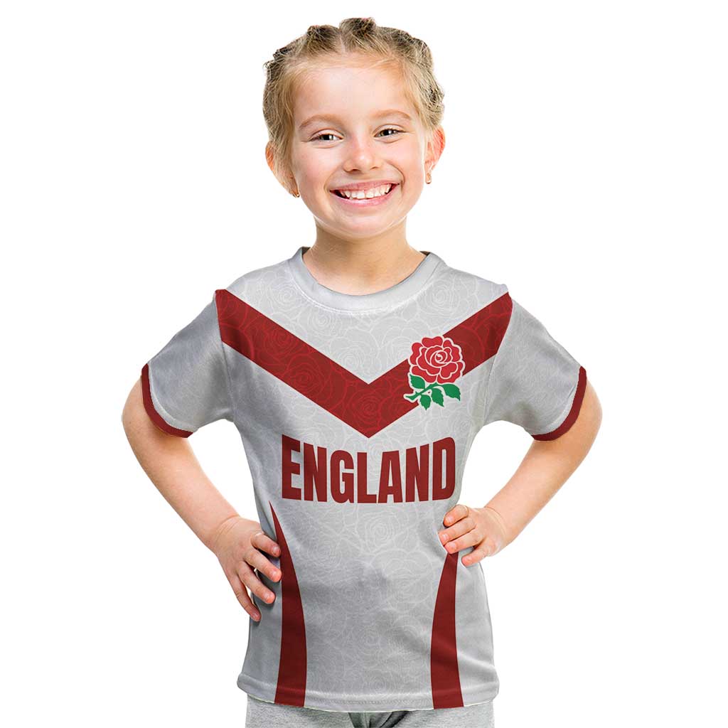 Custom England Rugby-The Red Rose Kid T Shirt Go Champions