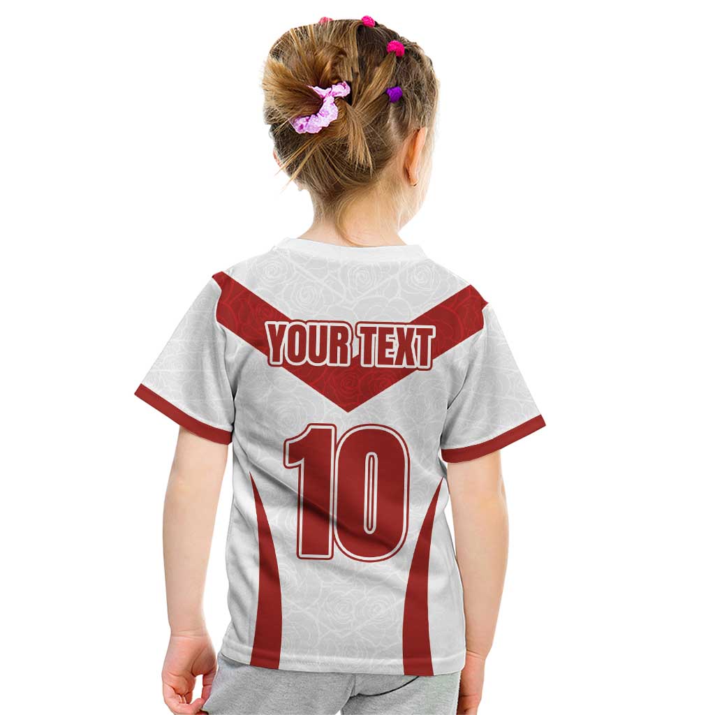 Custom England Rugby-The Red Rose Kid T Shirt Go Champions