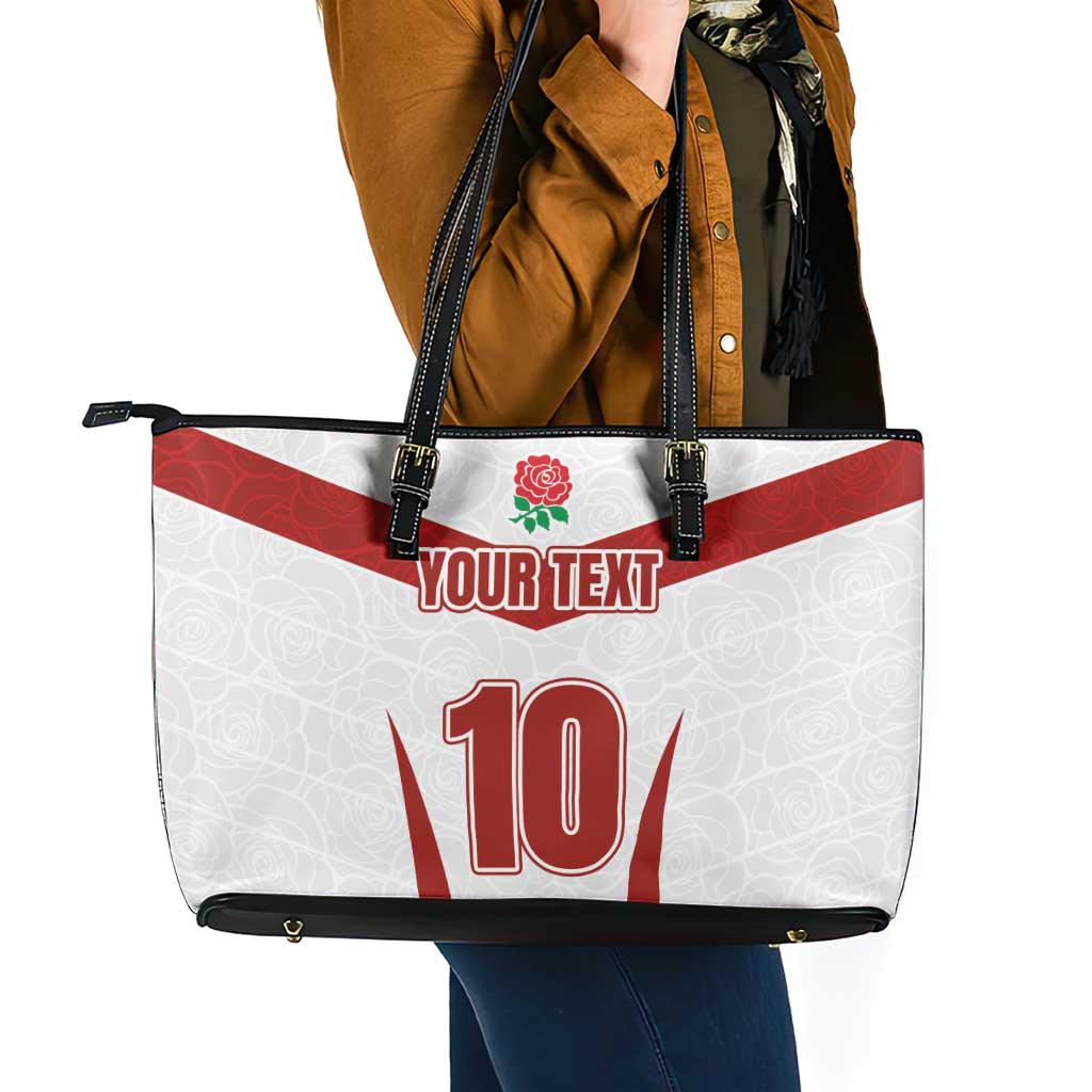 Custom England Rugby-The Red Rose Leather Tote Bag Go Champions