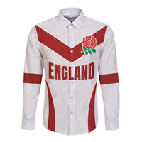 Custom England Rugby-The Red Rose Long Sleeve Button Shirt Go Champions