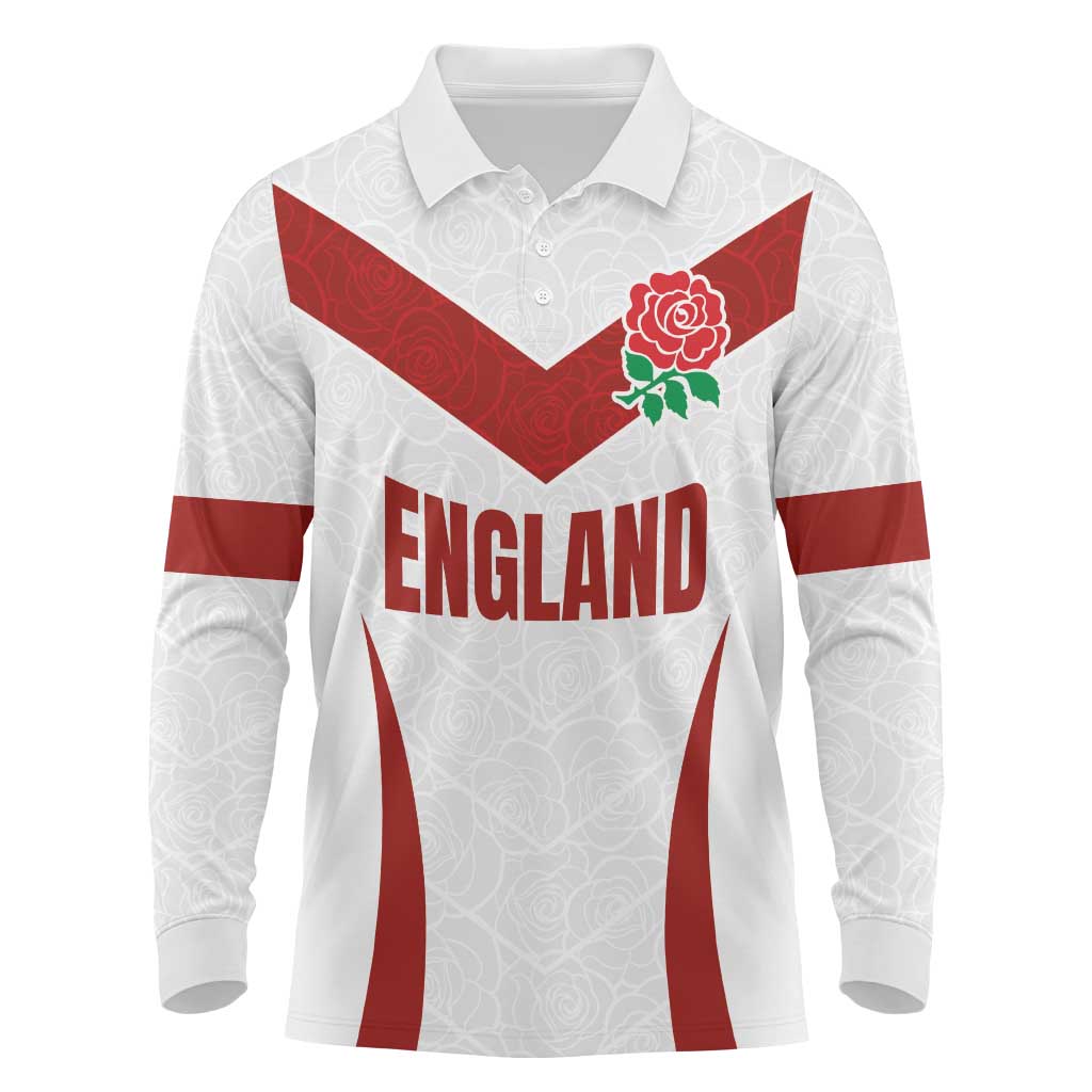 Custom England Rugby-The Red Rose Long Sleeve Polo Shirt Go Champions