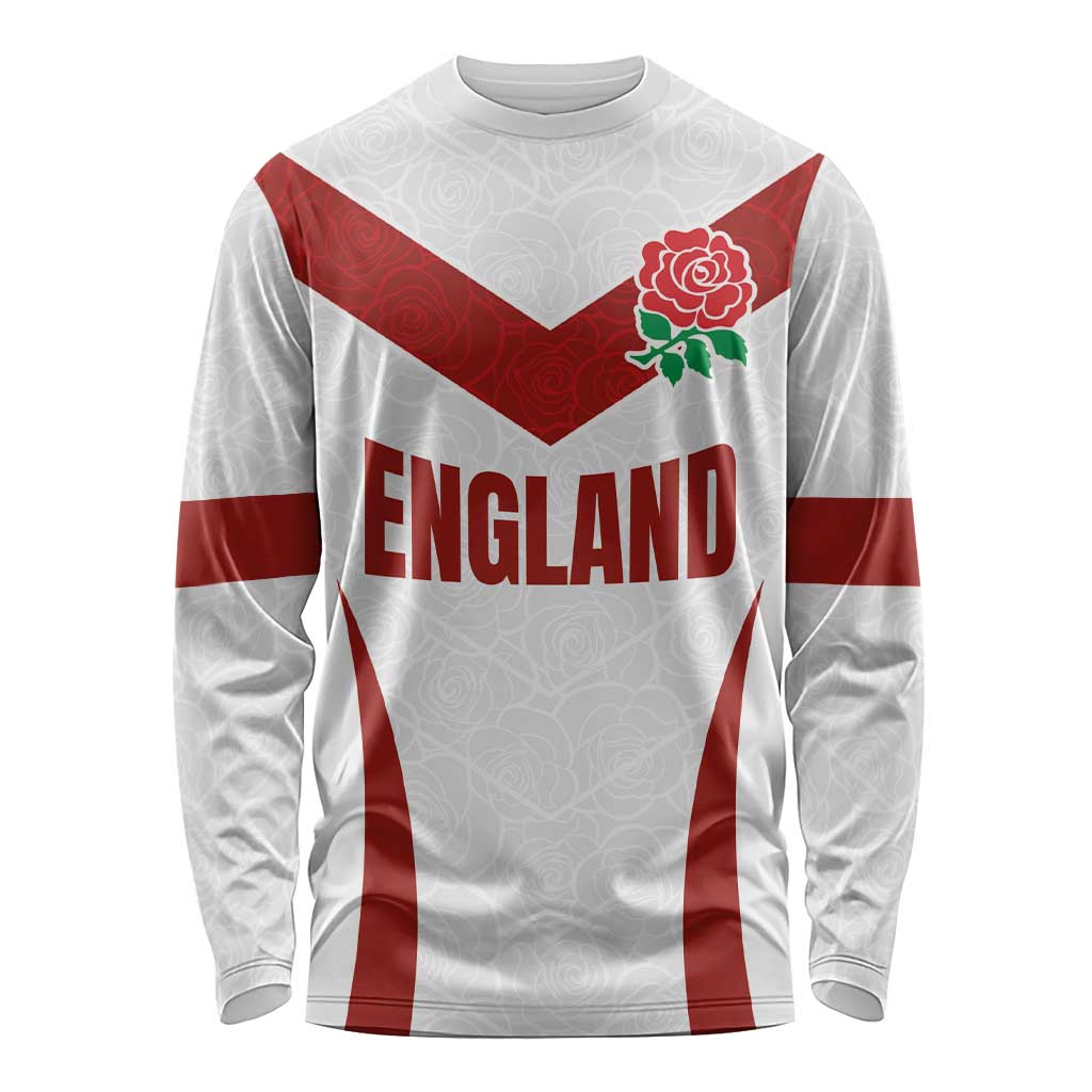Custom England Rugby-The Red Rose Long Sleeve Shirt Go Champions