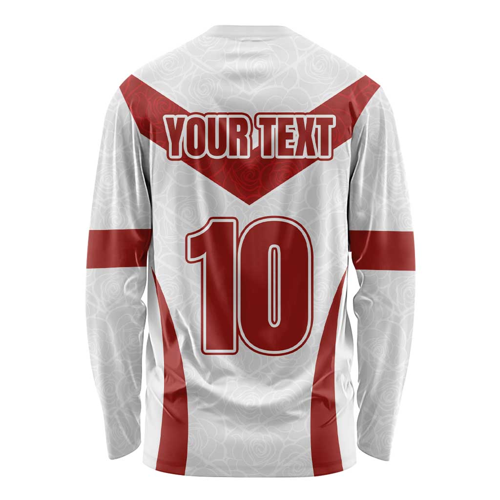 Custom England Rugby-The Red Rose Long Sleeve Shirt Go Champions