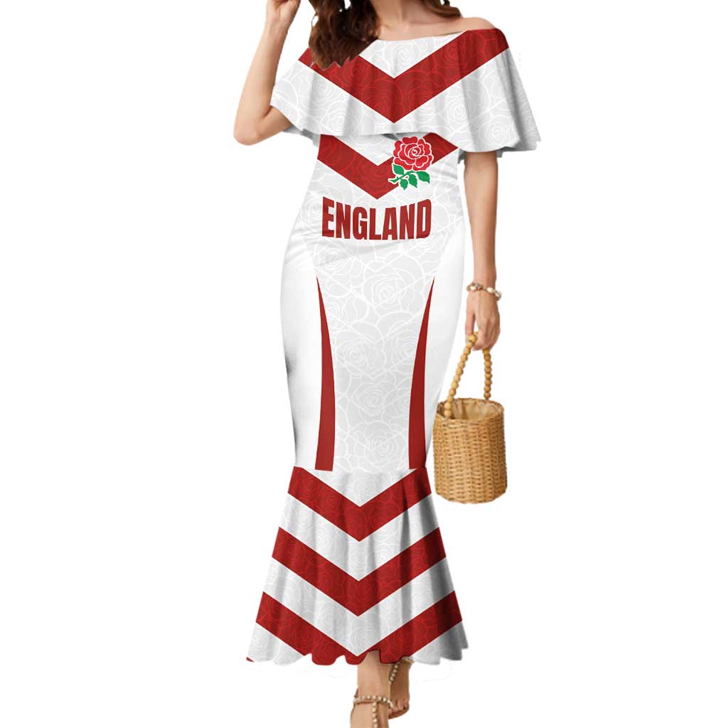 Custom England Rugby-The Red Rose Mermaid Dress Go Champions