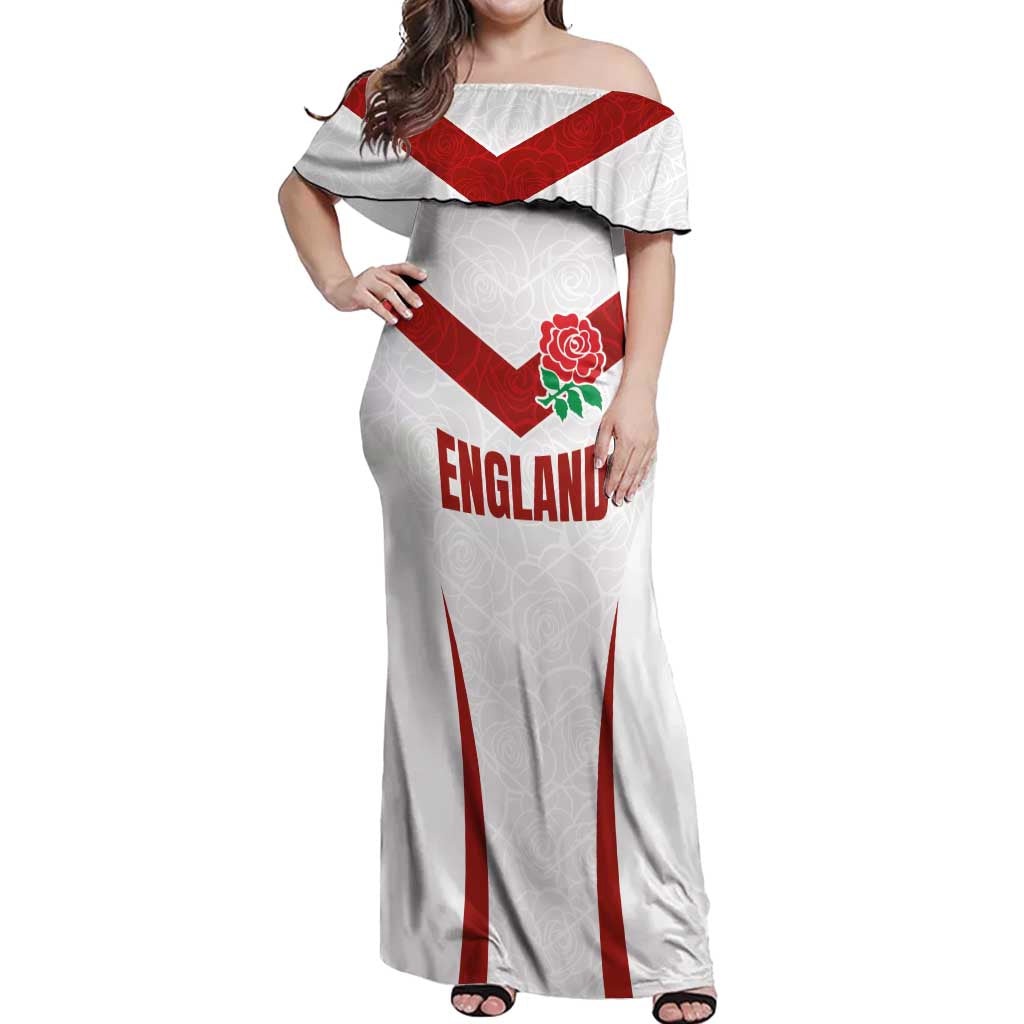 Custom England Rugby-The Red Rose Off Shoulder Maxi Dress Go Champions