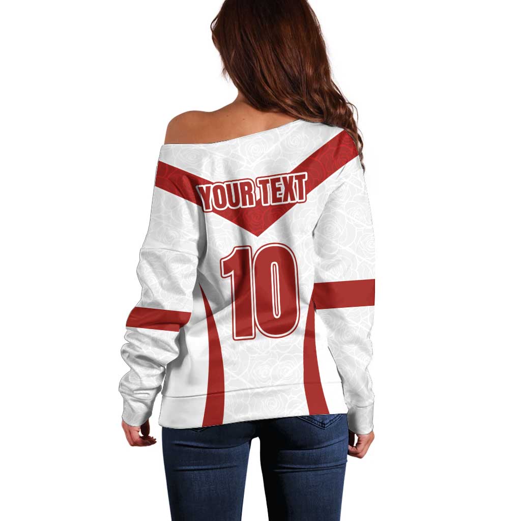 Custom England Rugby-The Red Rose Off Shoulder Sweater Go Champions
