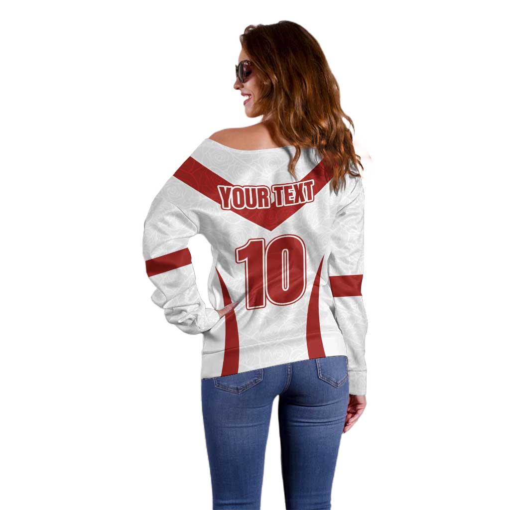Custom England Rugby-The Red Rose Off Shoulder Sweater Go Champions