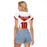 Custom England Rugby-The Red Rose Raglan Cropped T Shirt Go Champions