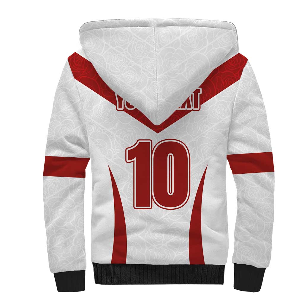 Custom England Rugby-The Red Rose Sherpa Hoodie Go Champions
