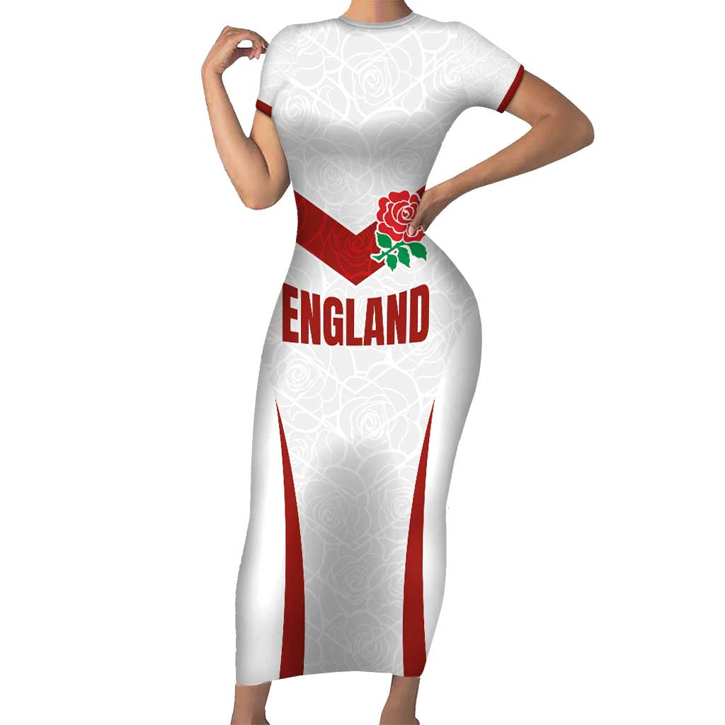 Custom England Rugby-The Red Rose Short Sleeve Bodycon Dress Go Champions