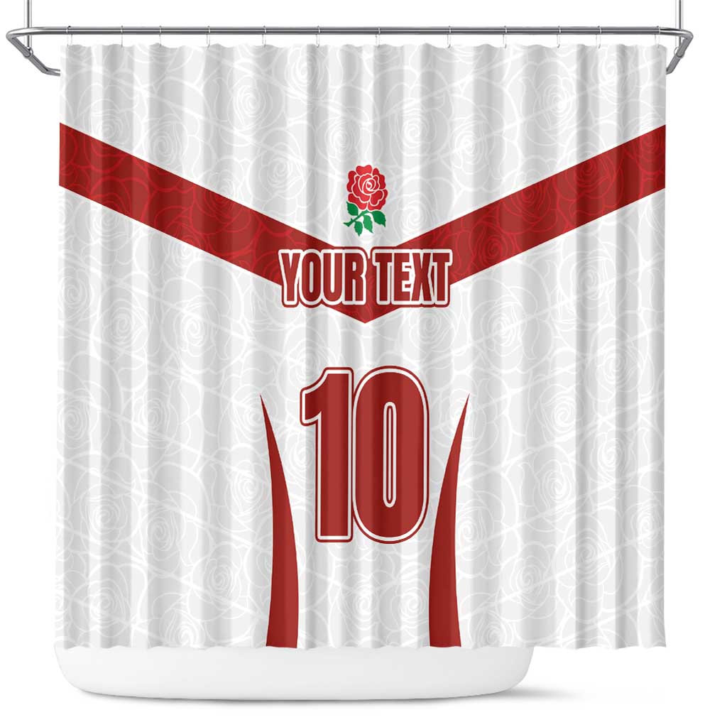 Custom England Rugby-The Red Rose Shower Curtain Go Champions