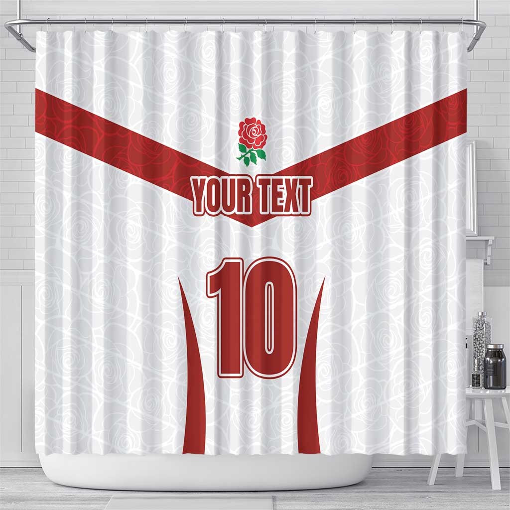 Custom England Rugby-The Red Rose Shower Curtain Go Champions