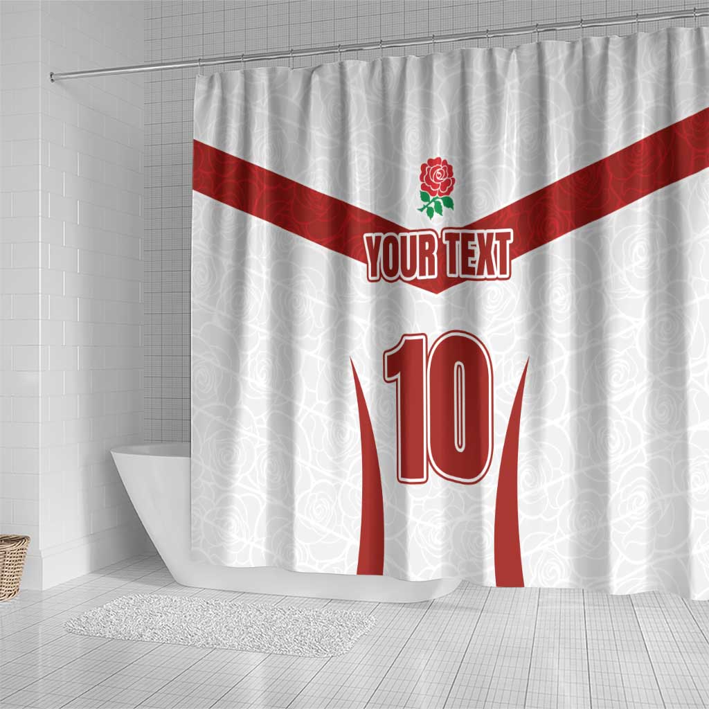 Custom England Rugby-The Red Rose Shower Curtain Go Champions