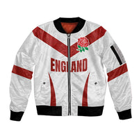 Custom England Rugby-The Red Rose Sleeve Zip Bomber Jacket Go Champions