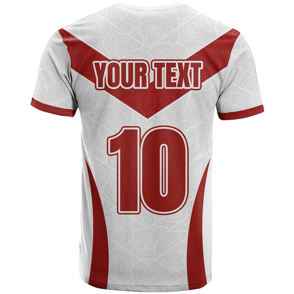 Custom England Rugby-The Red Rose T Shirt Go Champions