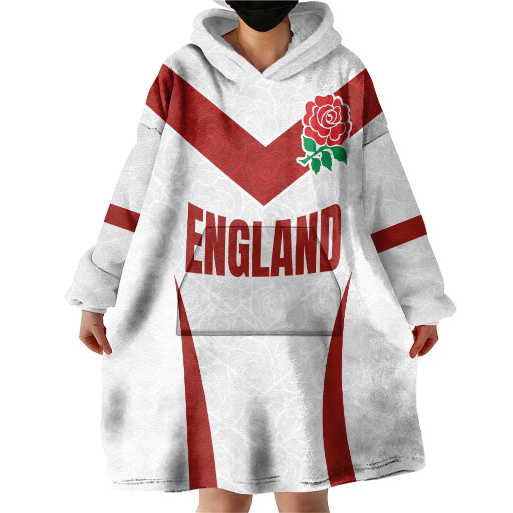Custom England Rugby-The Red Rose Wearable Blanket Hoodie Go Champions