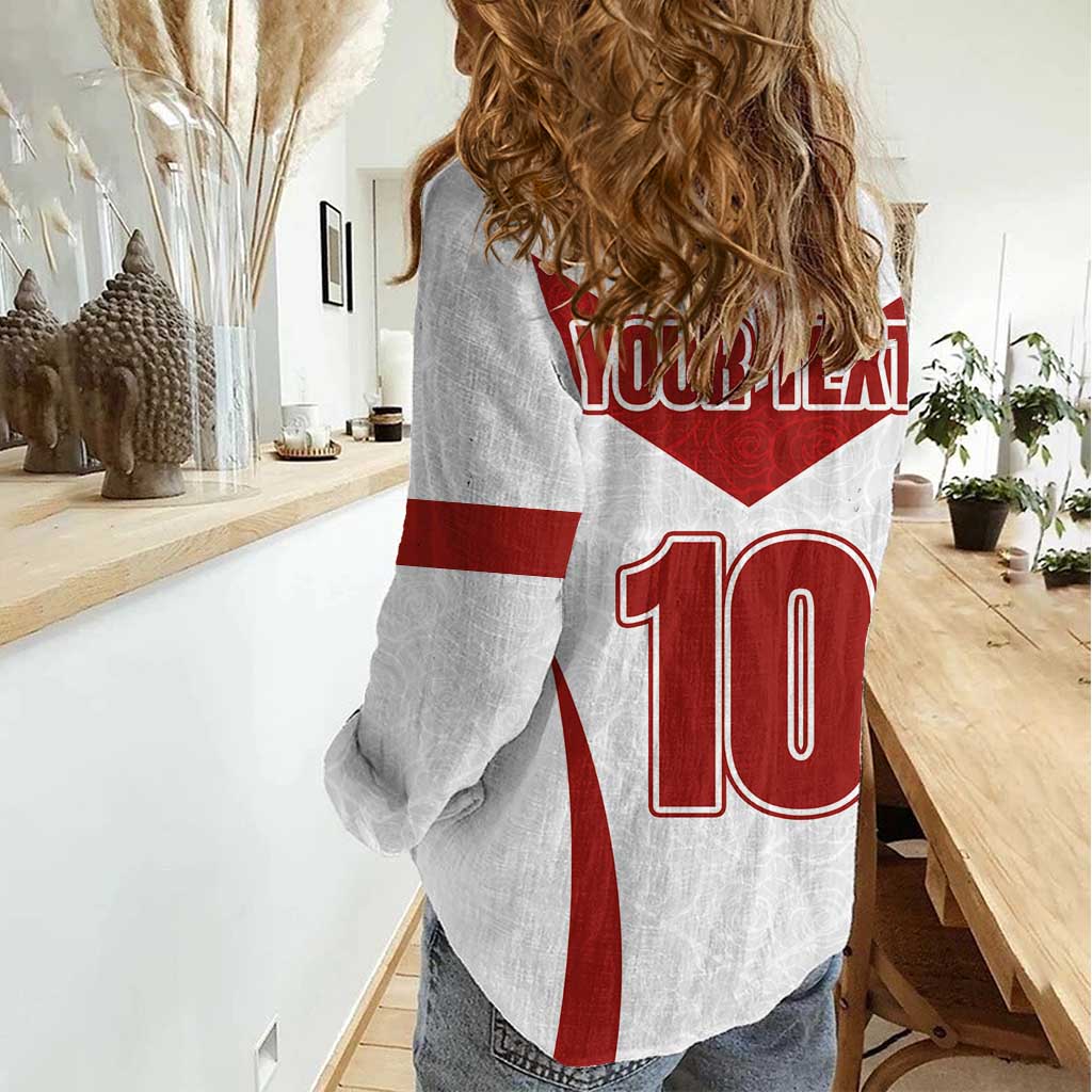 Custom England Rugby-The Red Rose Women Casual Shirt Go Champions