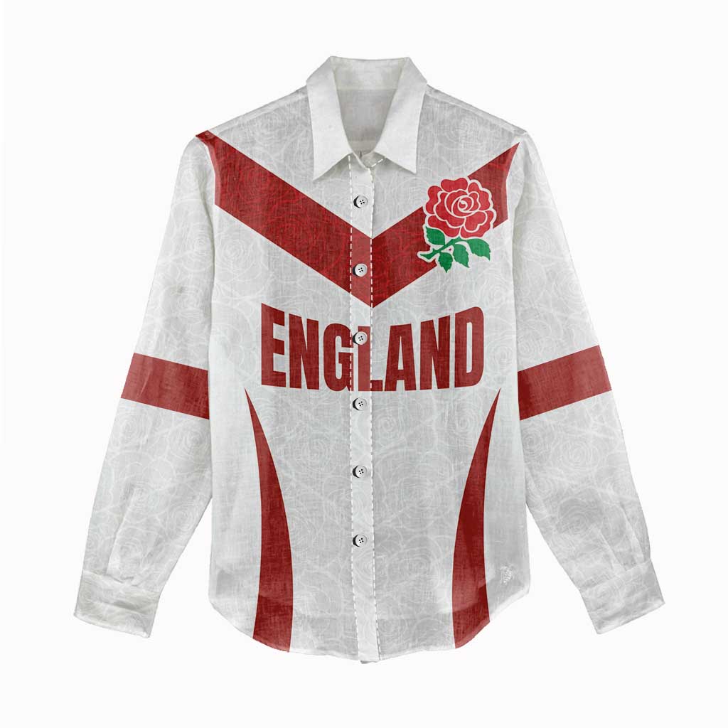 Custom England Rugby-The Red Rose Women Casual Shirt Go Champions