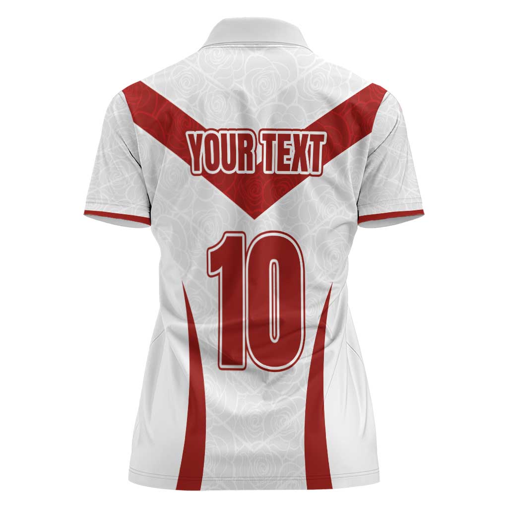 Custom England Rugby-The Red Rose Women Polo Shirt Go Champions