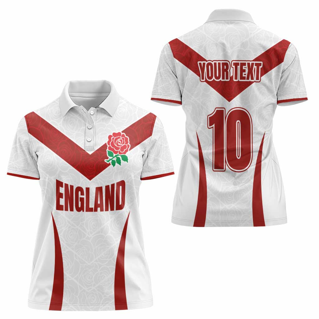 Custom England Rugby-The Red Rose Women Polo Shirt Go Champions
