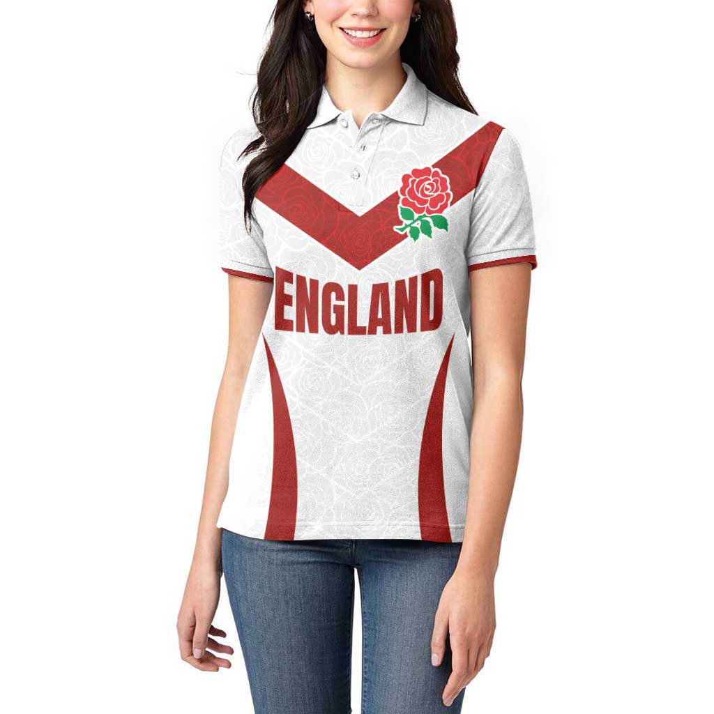 Custom England Rugby-The Red Rose Women Polo Shirt Go Champions