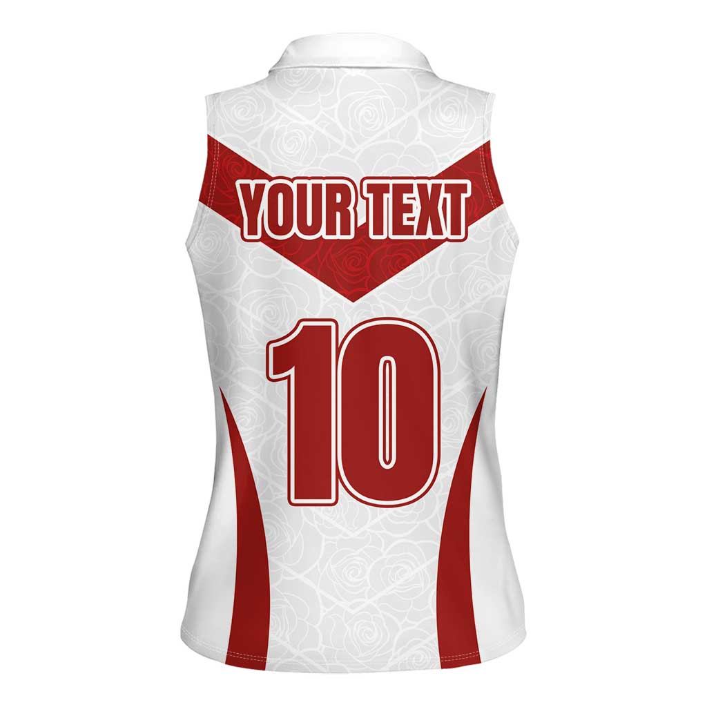 Custom England Rugby-The Red Rose Women Sleeveless Polo Shirt Go Champions