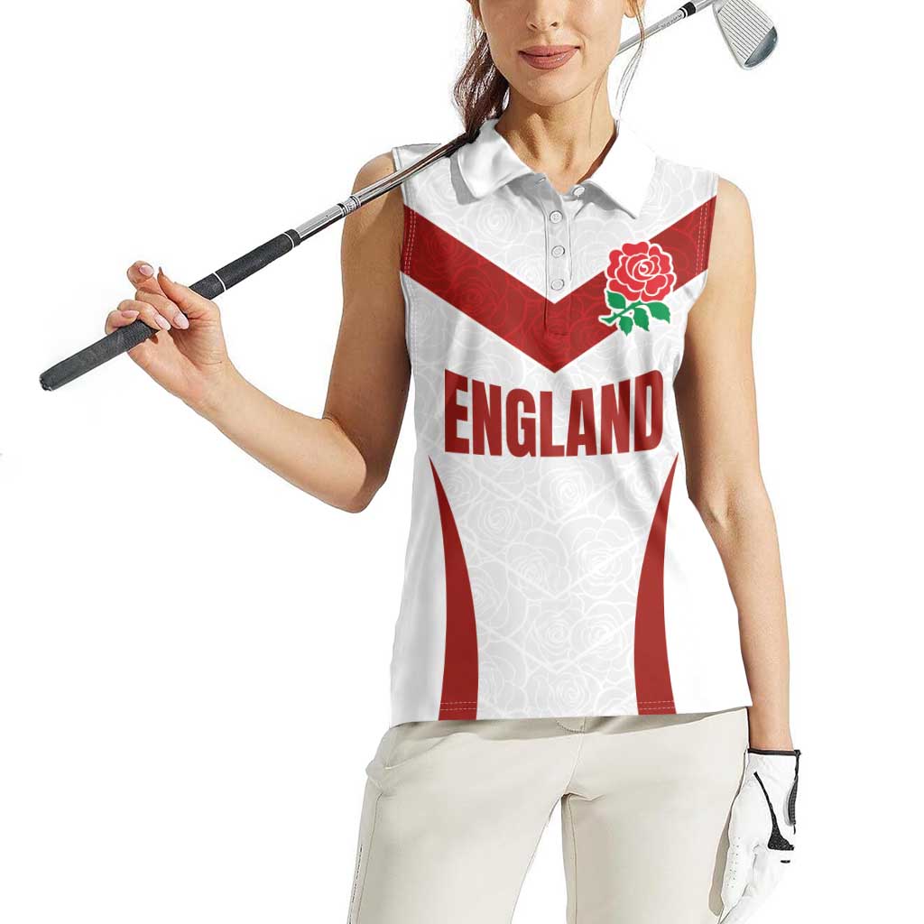 Custom England Rugby-The Red Rose Women Sleeveless Polo Shirt Go Champions