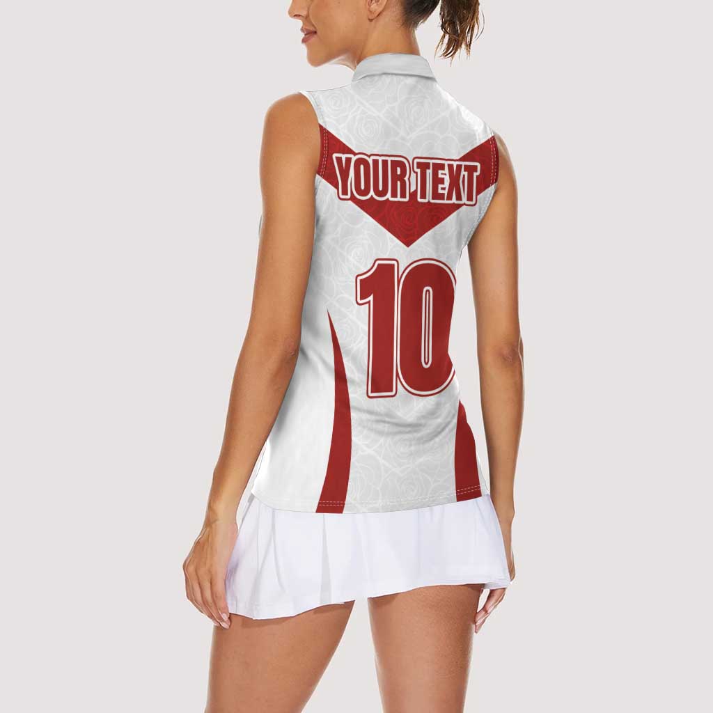 Custom England Rugby-The Red Rose Women Sleeveless Polo Shirt Go Champions