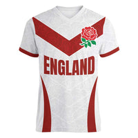 Custom England Rugby-The Red Rose Women V-Neck T-Shirt Go Champions
