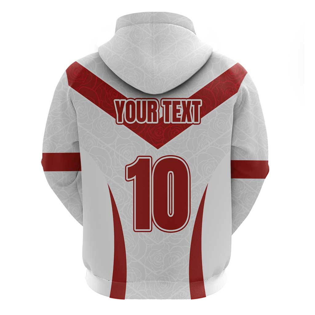 Custom England Rugby-The Red Rose Zip Hoodie Go Champions