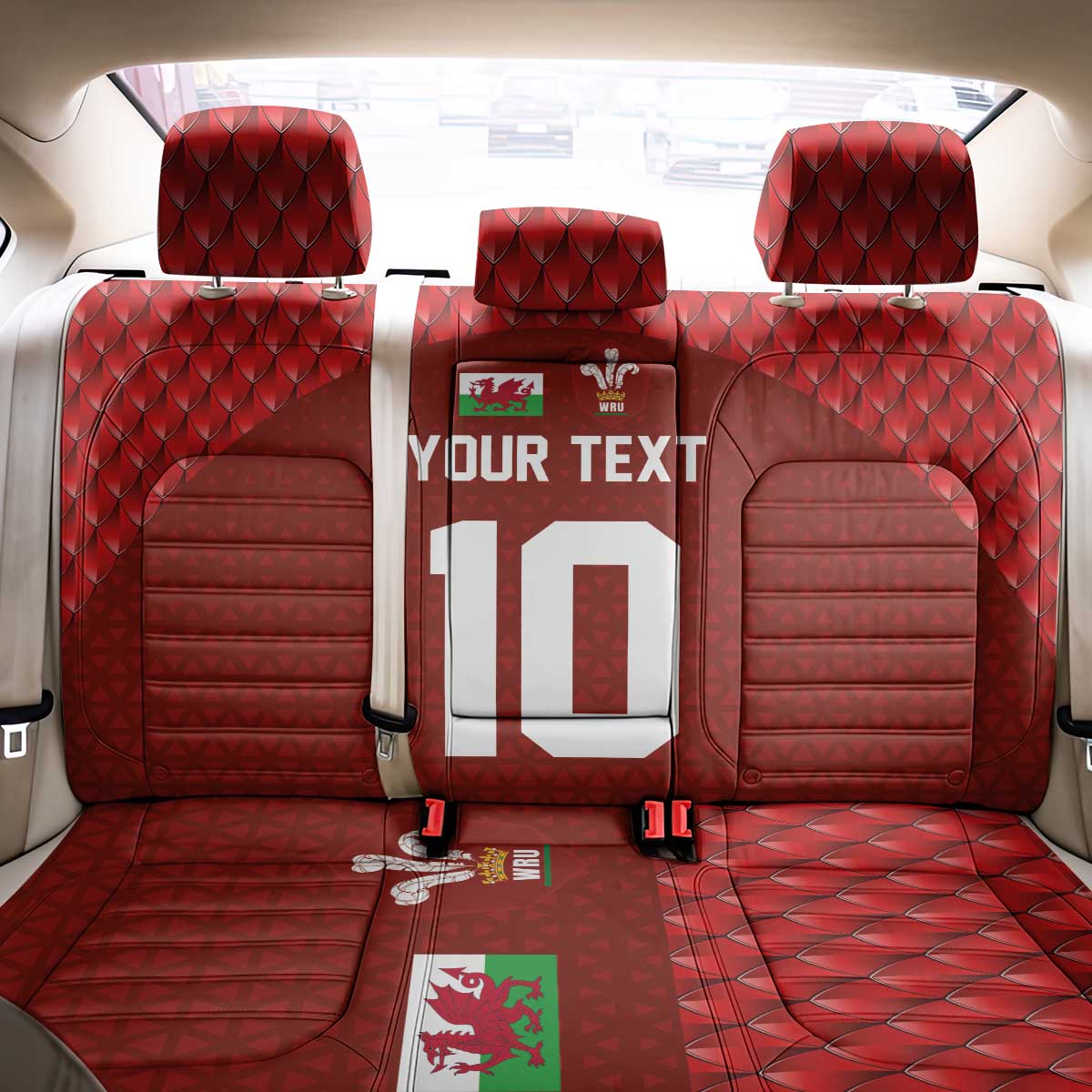 Custom Wales Rugby-The Three Feathers Back Car Seat Cover Go Champions