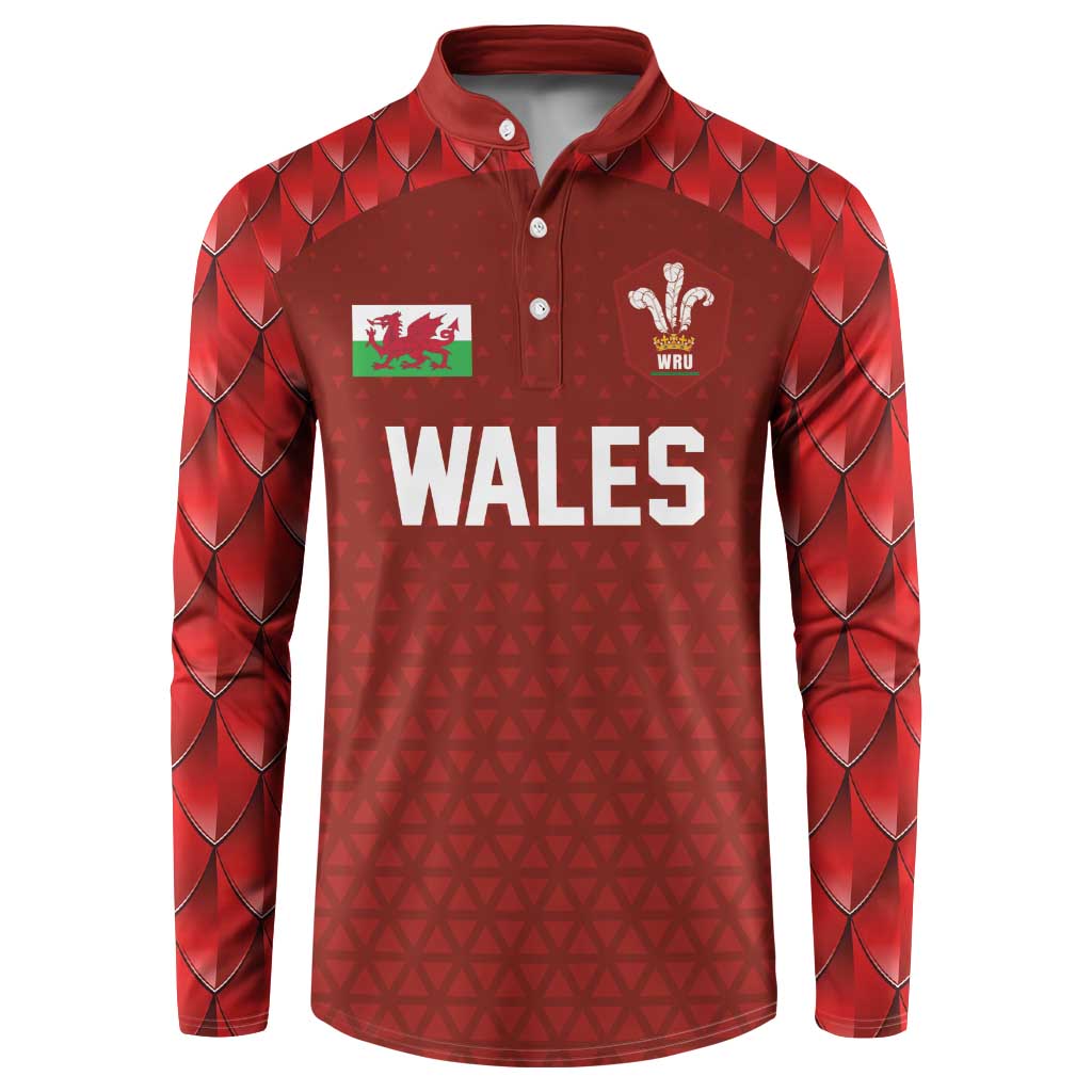 Custom Wales Rugby-The Three Feathers Button Sweatshirt Go Champions