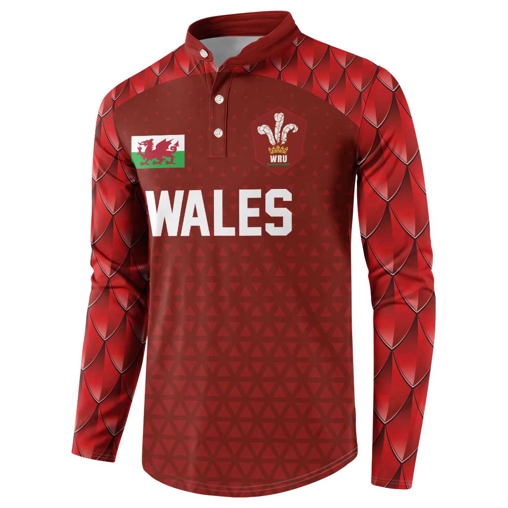 Custom Wales Rugby-The Three Feathers Button Sweatshirt Go Champions