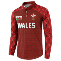 Custom Wales Rugby-The Three Feathers Button Sweatshirt Go Champions