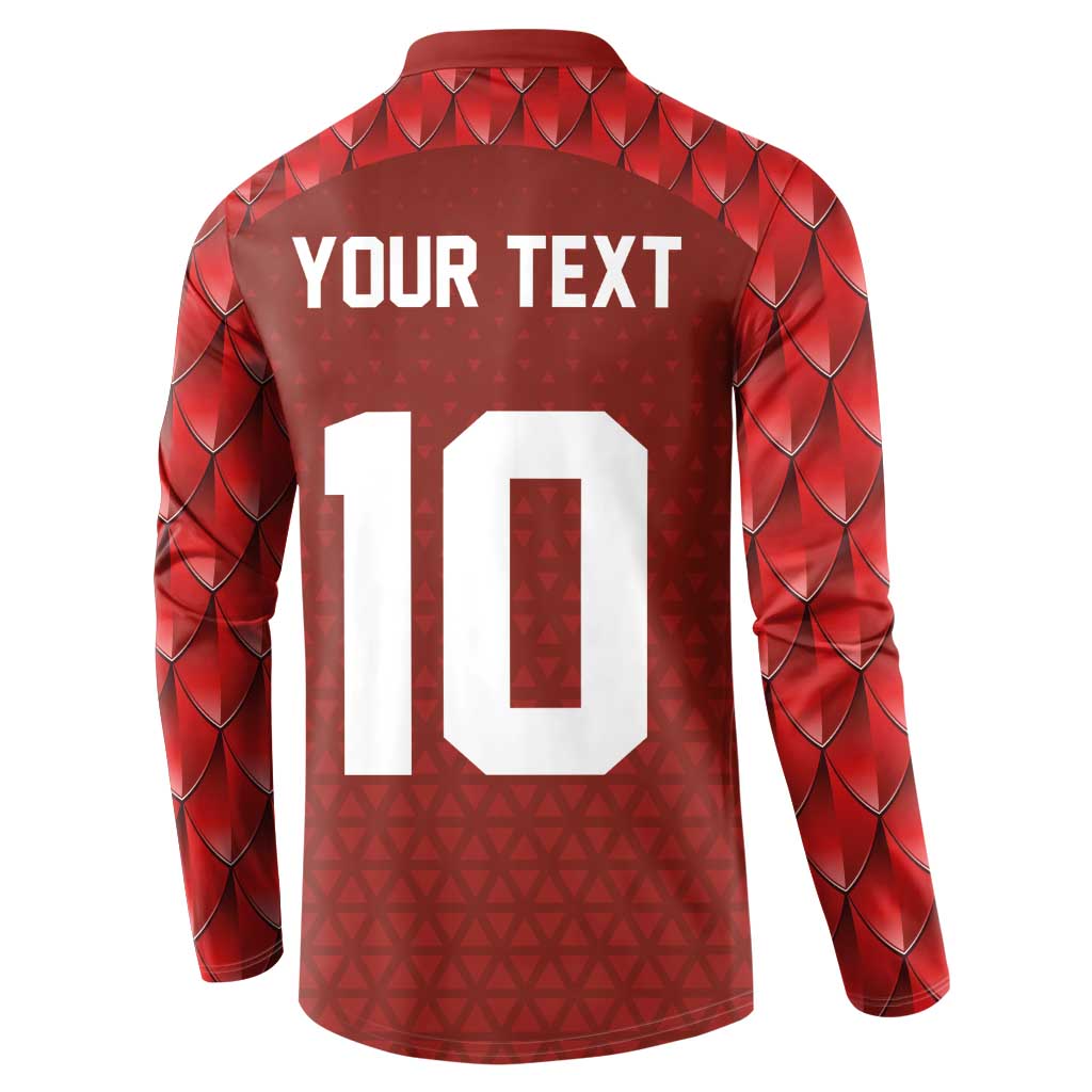 Custom Wales Rugby-The Three Feathers Button Sweatshirt Go Champions