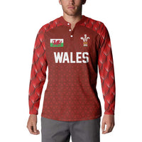 Custom Wales Rugby-The Three Feathers Button Sweatshirt Go Champions