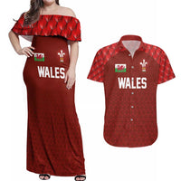 Custom Wales Rugby-The Three Feathers Couples Matching Off Shoulder Maxi Dress and Hawaiian Shirt Go Champions