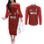 Custom Wales Rugby-The Three Feathers Couples Matching Off The Shoulder Long Sleeve Dress and Long Sleeve Button Shirt Go Champions