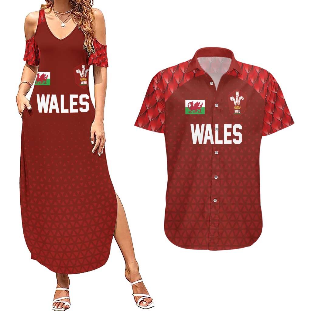 Custom Wales Rugby-The Three Feathers Couples Matching Summer Maxi Dress and Hawaiian Shirt Go Champions