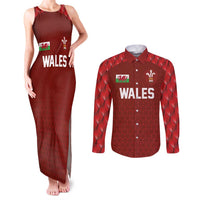 Custom Wales Rugby-The Three Feathers Couples Matching Tank Maxi Dress and Long Sleeve Button Shirt Go Champions