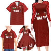 Custom Wales Rugby-The Three Feathers Family Matching Long Sleeve Bodycon Dress and Hawaiian Shirt Go Champions