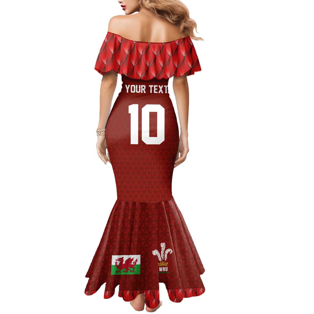 Custom Wales Rugby-The Three Feathers Family Matching Mermaid Dress and Hawaiian Shirt Go Champions