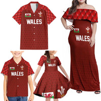 Custom Wales Rugby-The Three Feathers Family Matching Off Shoulder Maxi Dress and Hawaiian Shirt Go Champions