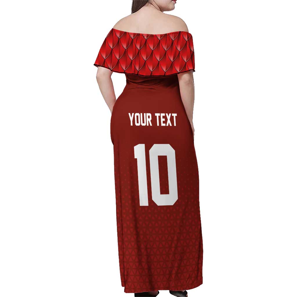 Custom Wales Rugby-The Three Feathers Family Matching Off Shoulder Maxi Dress and Hawaiian Shirt Go Champions