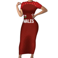 Custom Wales Rugby-The Three Feathers Family Matching Short Sleeve Bodycon Dress and Hawaiian Shirt Go Champions