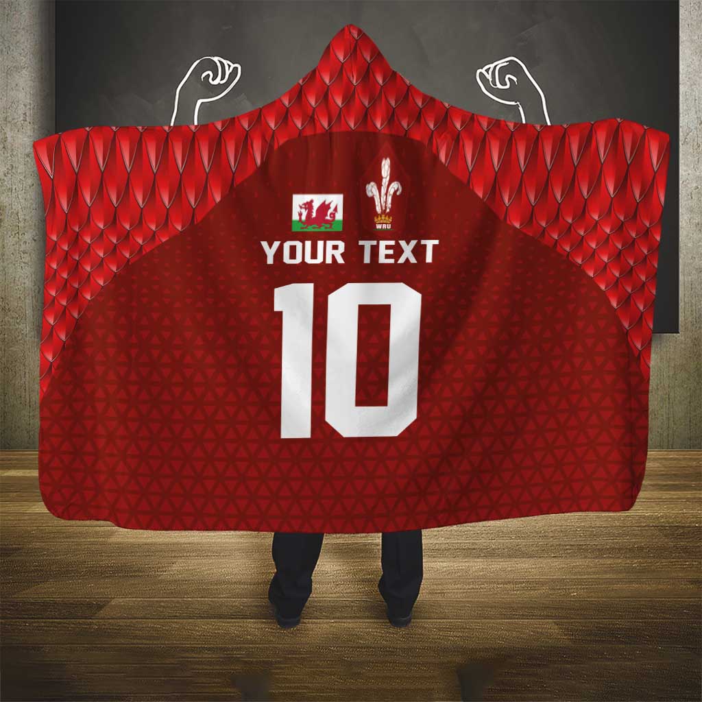 Custom Wales Rugby-The Three Feathers Hooded Blanket Go Champions