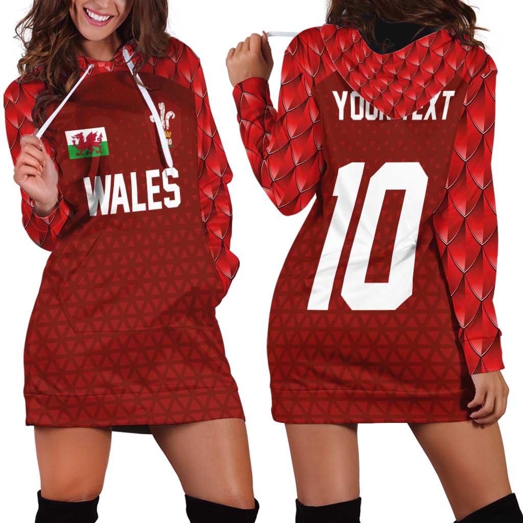 Custom Wales Rugby-The Three Feathers Hoodie Dress Go Champions