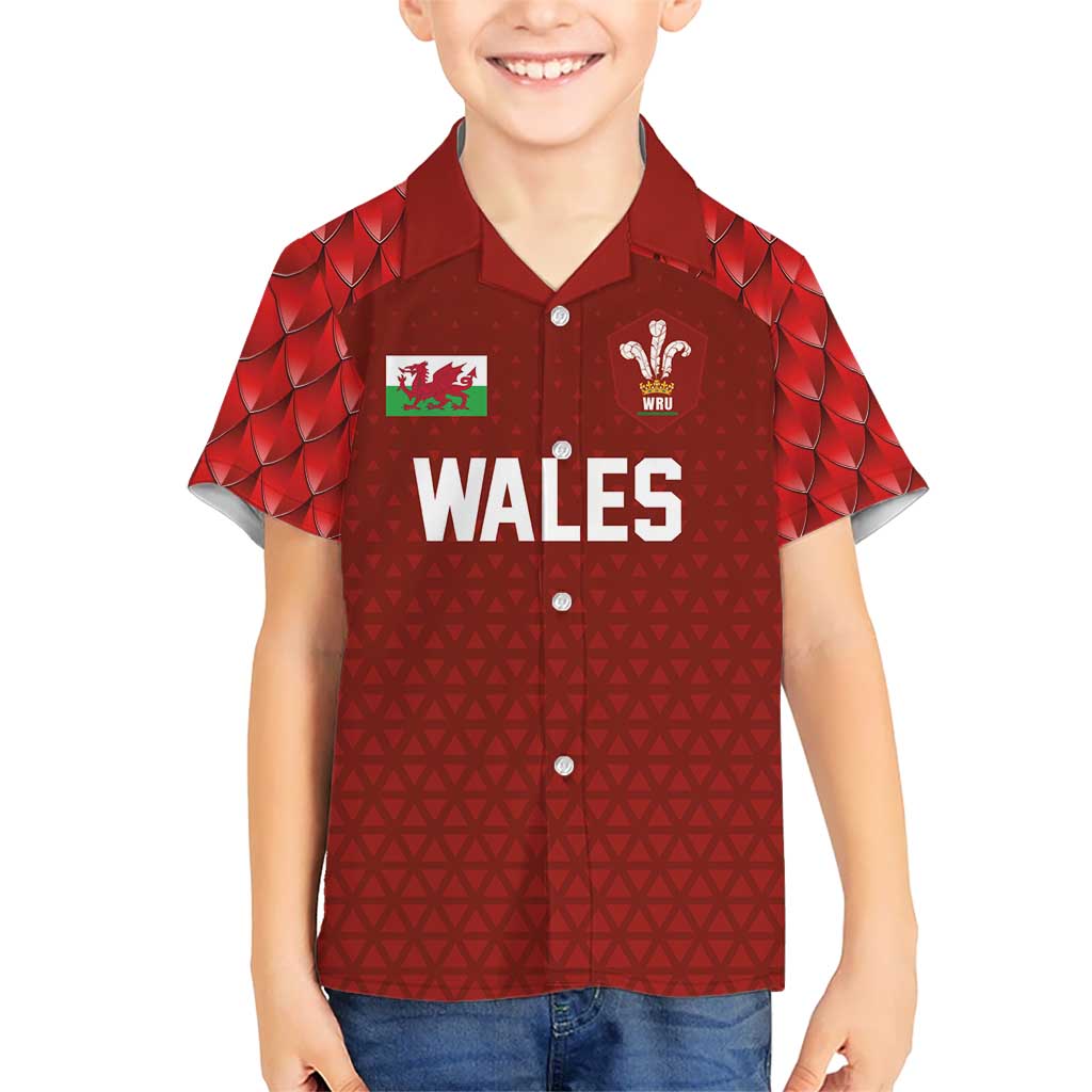Custom Wales Rugby-The Three Feathers Kid Hawaiian Shirt Go Champions